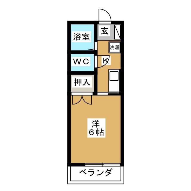 クラスターサウス(1K/1階)の間取り写真
