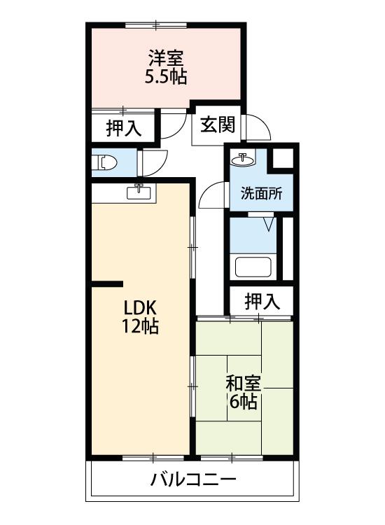 エクセル築地(2LDK/1階)の間取り写真
