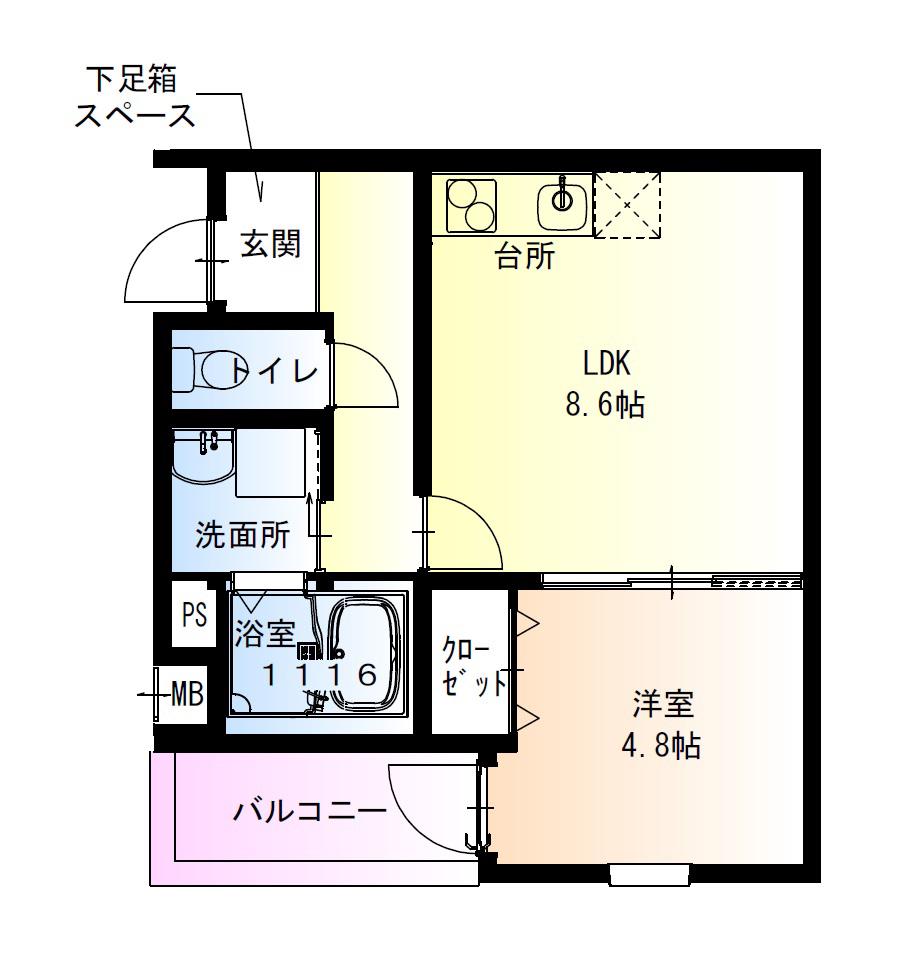 フジパレス和泉大宮駅南II番館(1LDK/1階)の間取り写真