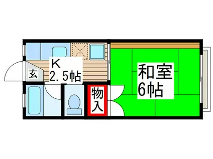 コーポユタカ(1K/2階)の間取り写真