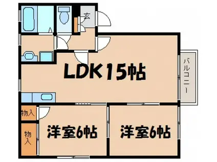 ＪＲ山陽本線 海田市駅 徒歩13分 2階建 築30年(2LDK/1階)の間取り写真