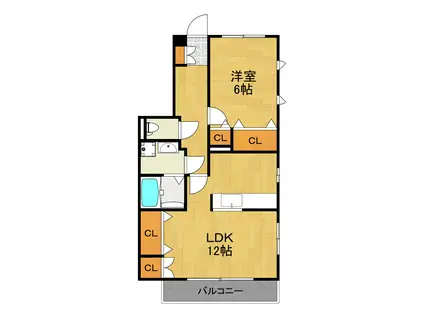 ボヌール青山(1LDK/1階)の間取り写真