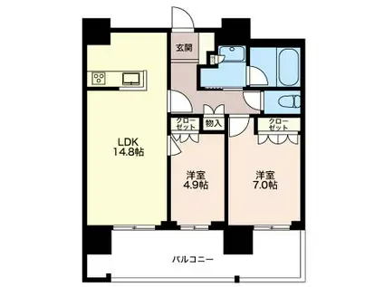 グランドメゾン池下ザ・タワー(2LDK/9階)の間取り写真