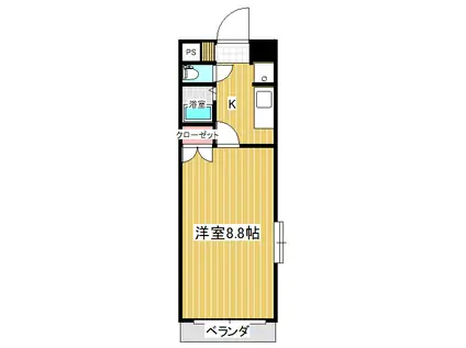 WINDOM賀来(1K/3階)の間取り写真