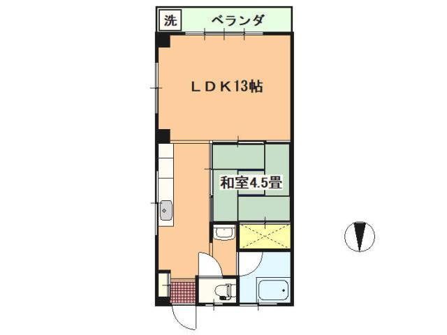 石田マンション(1LDK/2階)の間取り写真