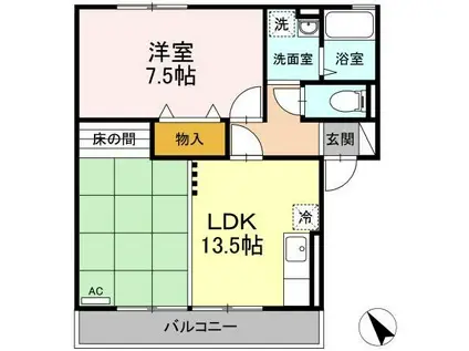 エスペランサ(2DK/1階)の間取り写真