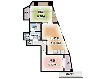 アメニティー夢II(2LDK/3階)の間取り写真
