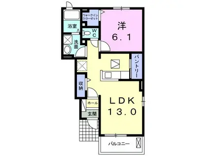 W・クイーンバリー A(1LDK/1階)の間取り写真