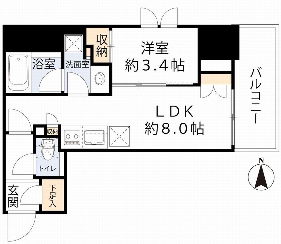 ルフォンプログレ堺筋本町タワーレジデンス(1LDK/4階)の間取り写真