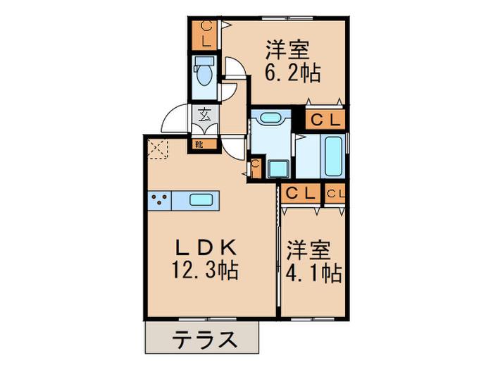 SレガシーNB棟(2LDK/1階)の間取り写真