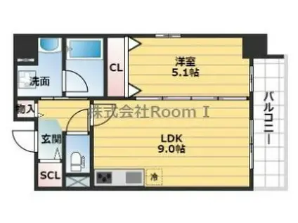 ユイットアルブル上町台(1LDK/3階)の間取り写真