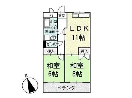 竹花マンションB(2LDK/3階)の間取り写真
