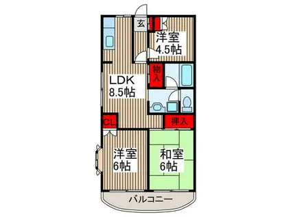 シャルマン所沢 A館(3LDK/4階)の間取り写真