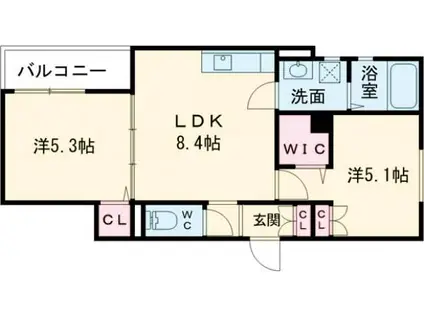 ラモーナ諸福I(2LDK/3階)の間取り写真
