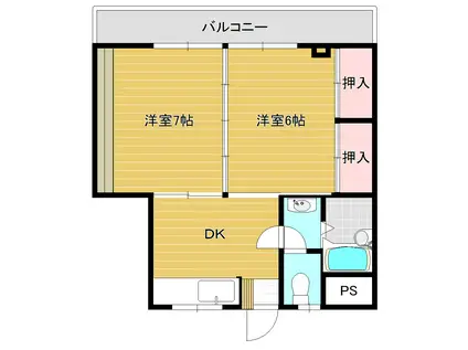 アーバン本町(2DK/2階)の間取り写真