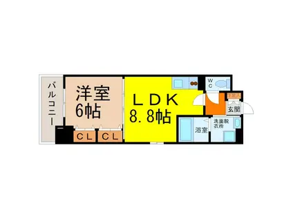 ランドルチェ大須(1LDK/6階)の間取り写真
