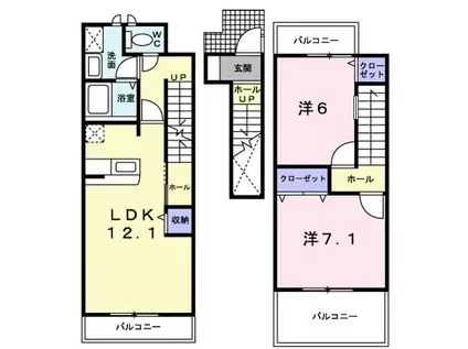 コーポ勢多II番館(2LDK/2階)の間取り写真