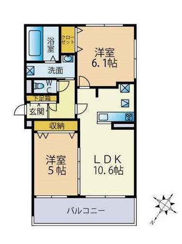 アトラス恵庭(2LDK/1階)の間取り写真