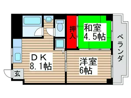 キャッスル北松戸(2DK/4階)の間取り写真