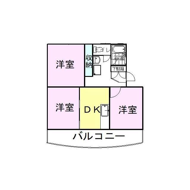 道原マンション(3DK/1階)の間取り写真