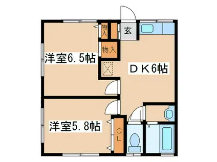 本田荘(2DK/2階)の間取り写真