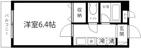 グランピエールK2(1K/1階)の間取り写真