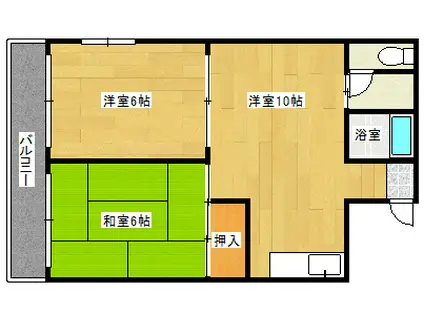 コースト・川端(2LDK/2階)の間取り写真