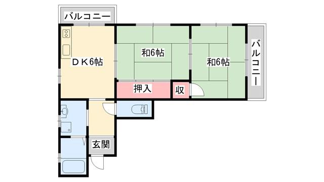 東海マンション(2DK/3階)の間取り写真