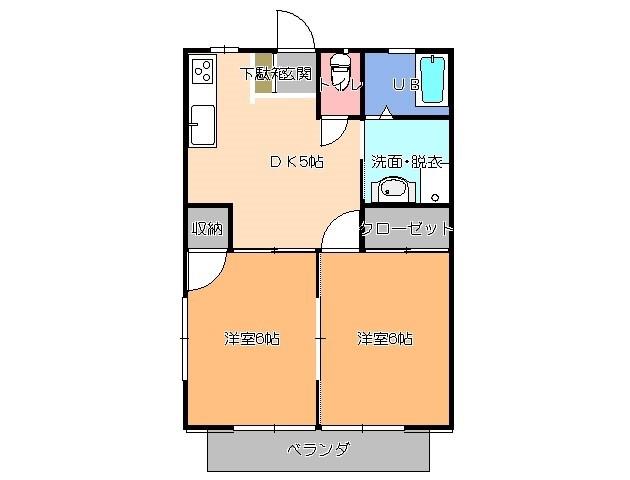 コーポ千代(2DK/1階)の間取り写真