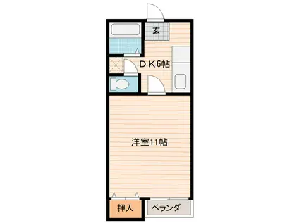 富山地鉄本線 東新庄駅 徒歩10分 2階建 築26年(1DK/1階)の間取り写真