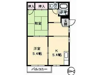 太華ハイツB(2K/1階)の間取り写真