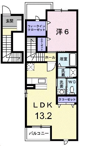 オレンジファーム(1LDK/2階)の間取り写真