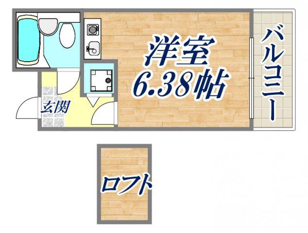 ベルトピア西宮Ⅰ(ワンルーム/3階)の間取り写真