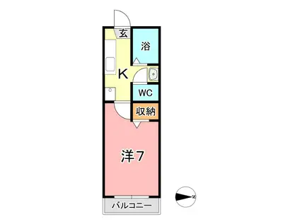 メゾン21A棟(1K/1階)の間取り写真