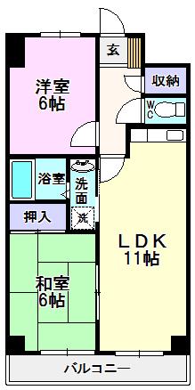 はやしビジデンス(2LDK/5階)の間取り写真