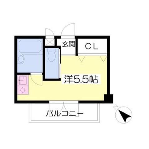 サンプラザベビードール(ワンルーム/5階)の間取り写真