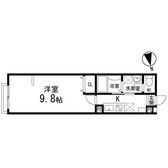 AZUL富沢(1K/2階)の間取り写真
