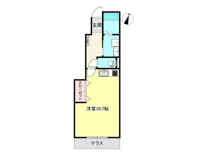 ロベリアIIA棟(ワンルーム/1階)の間取り写真