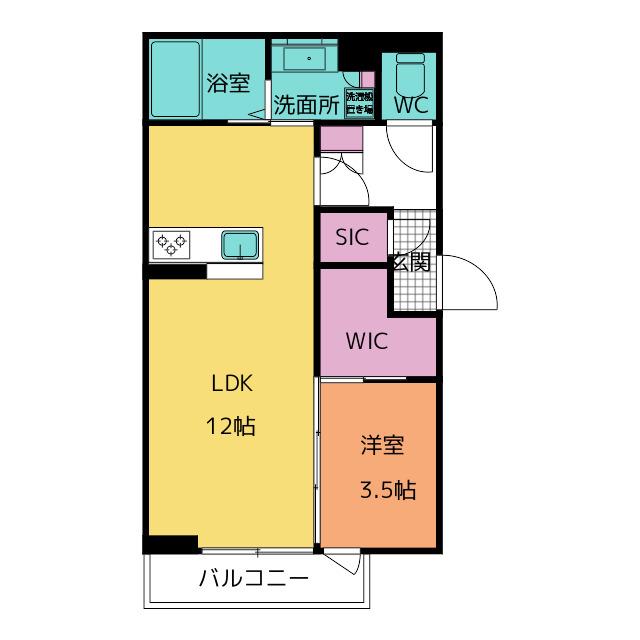 ボヌール江場(1LDK/3階)の間取り写真