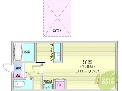 CITY CABIN(1K/1階)の間取り写真