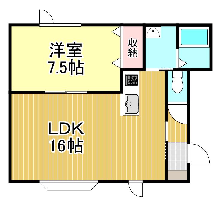 HARU(1LDK/2階)の間取り写真