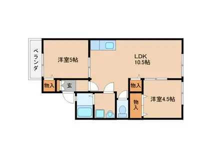 サンホワイト桜(2LDK/2階)の間取り写真