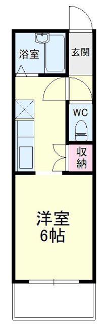 ラベンダータウン B棟(1K/2階)の間取り写真