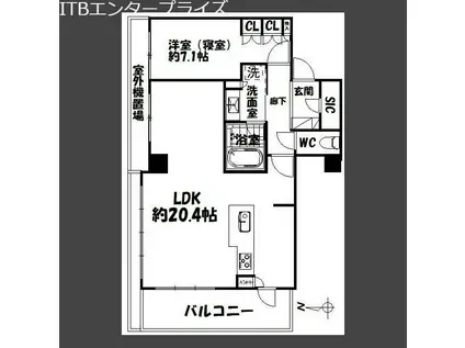 プレミスト浜松中央タワー(1LDK/4階)の間取り写真