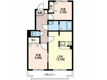 エトワールひらの(2LDK/3階)の間取り写真
