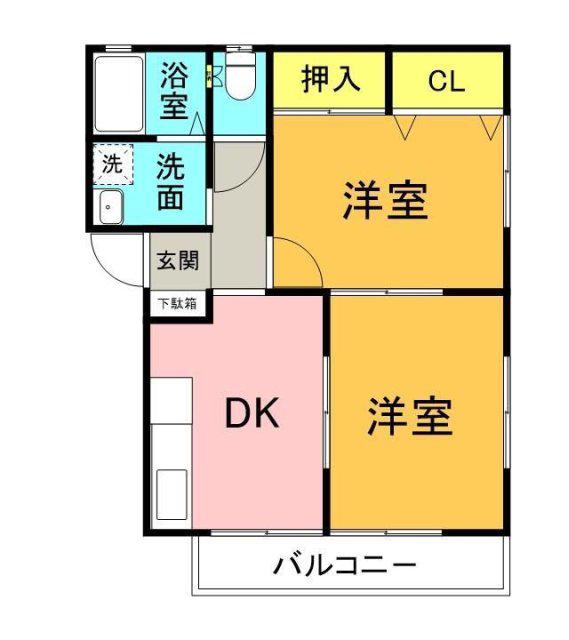 ハイツ ボヌール(2DK/1階)の間取り写真