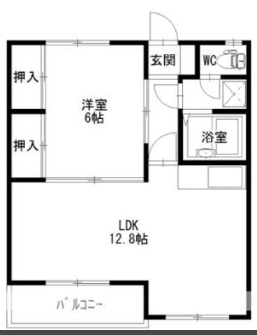城西マンション(1LDK/3階)の間取り写真