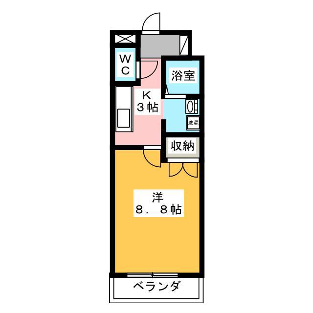 リヴスペースW(1K/4階)の間取り写真