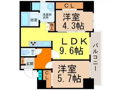 PRIME COURT(2LDK/5階)の間取り写真