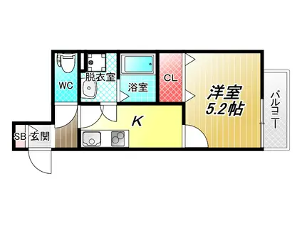 クレアール八戸ノ里(1K/1階)の間取り写真